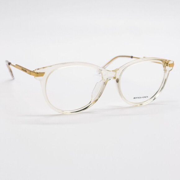 NEW BOTTEGA VENETA EYEGLASSES BV1039O 003 ROUND BEIGE TRANSPSRENT WOMEN EYEWEAR - Picture 4 of 9